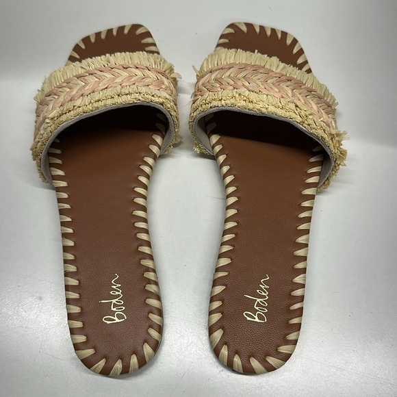 Boden Slides Sandals Mules Slip On Shoes Rafia Straw Cream Natural Size 39 US 9 - Picture 3 of 7